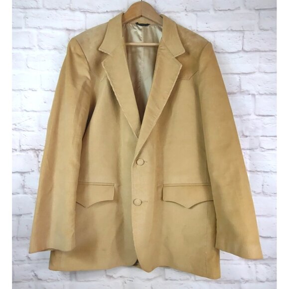 Vtg 70s Pioneer Wear Jacket Blazer Corduroy Western Rockabilly Sport Coat 44L